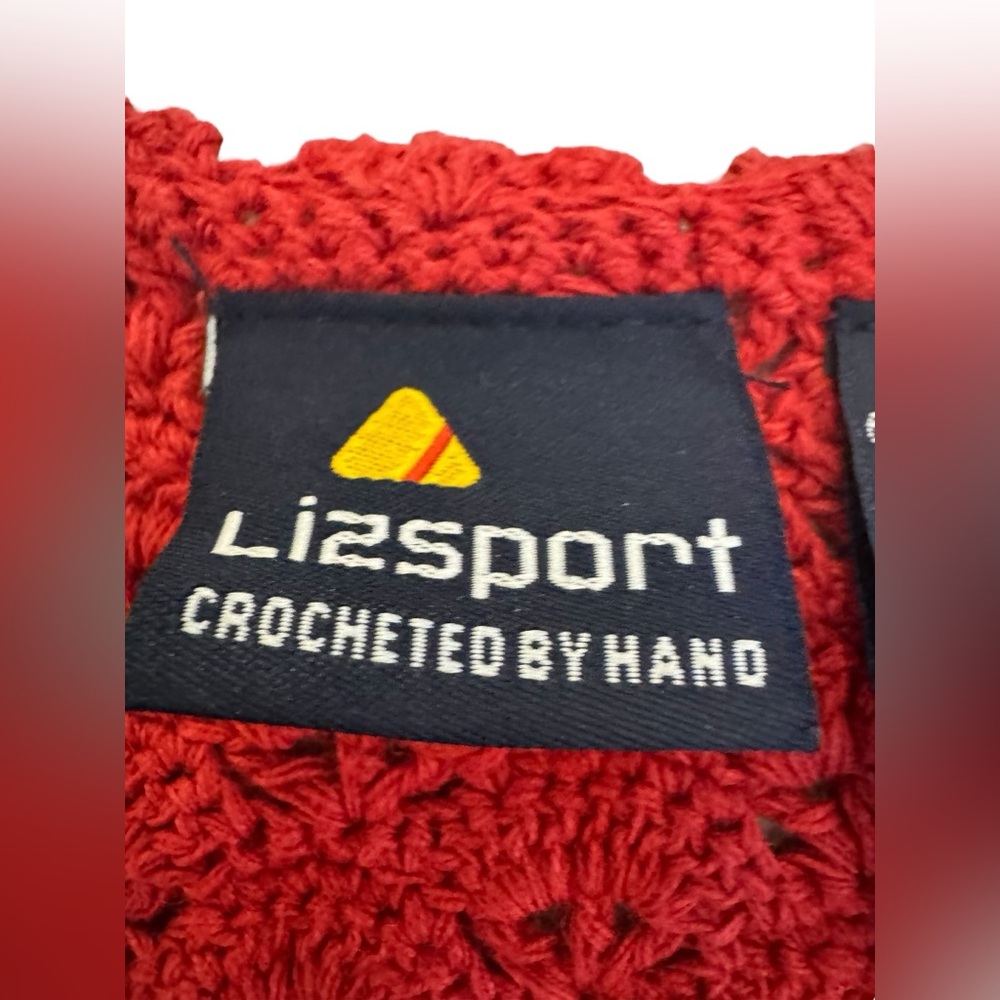 Lizsport Vintage Hand Crocheted Linen Cotton Vest Large - Picture 9 of 13